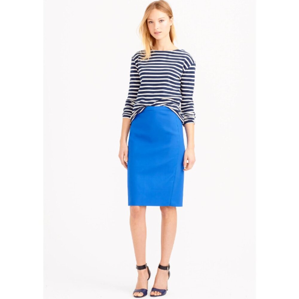 NWOT J. Crew Pencil Skirt Cotton Twill Caribbean Blue